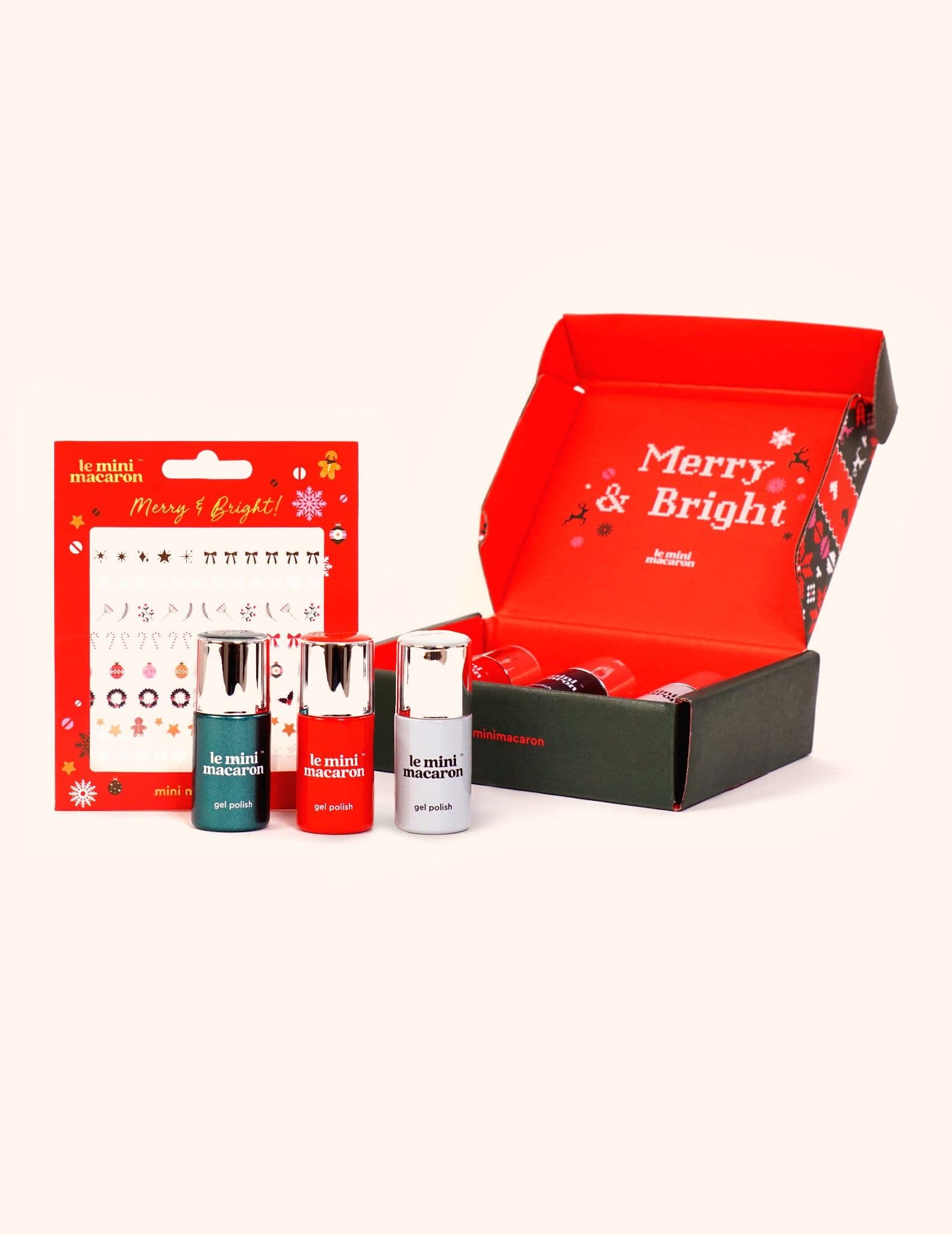 Merry & Bright - trio gél lakov s nálepkami